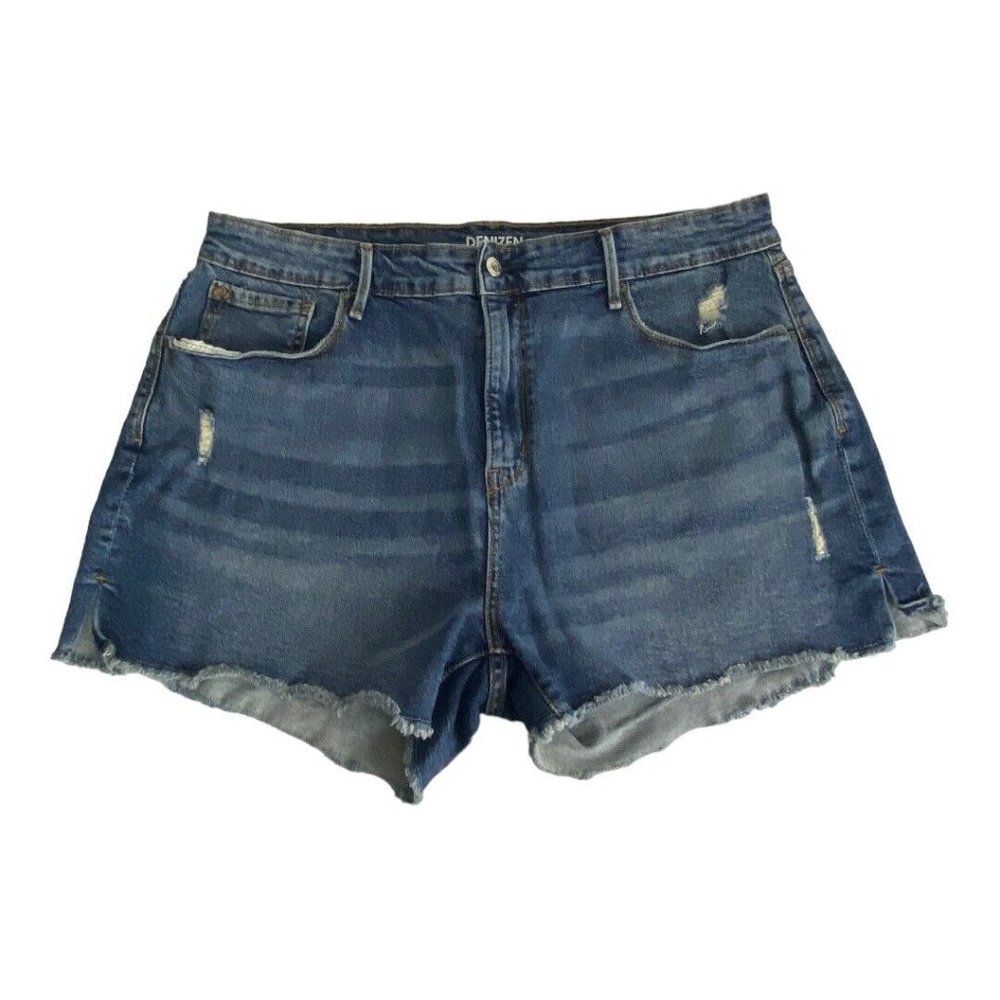 Denizen by Levis Womens Shorts Adult Size 18 34W High Rise Raw Hem Blue Denim